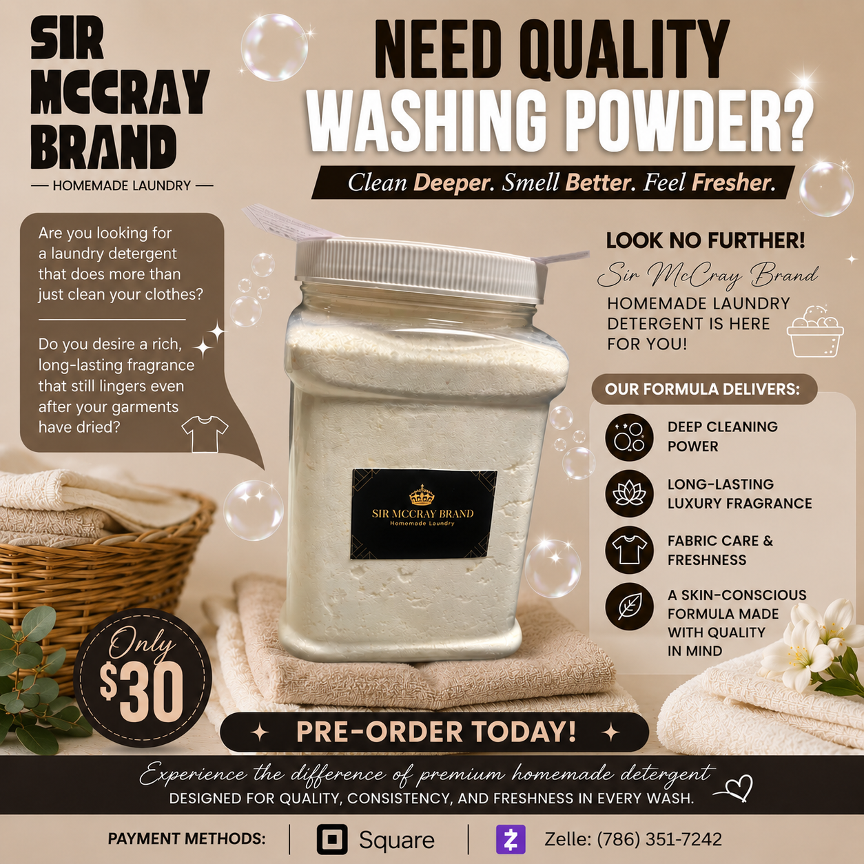 Sir McCray washing powder product poster